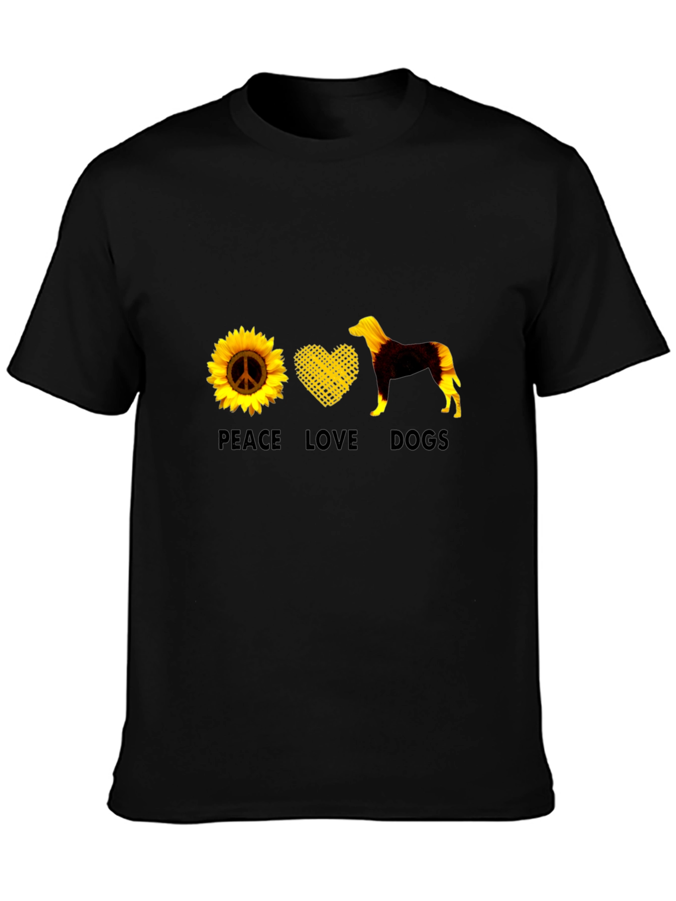 Peace Love Dogs Graphic Tee - Sunflower Design