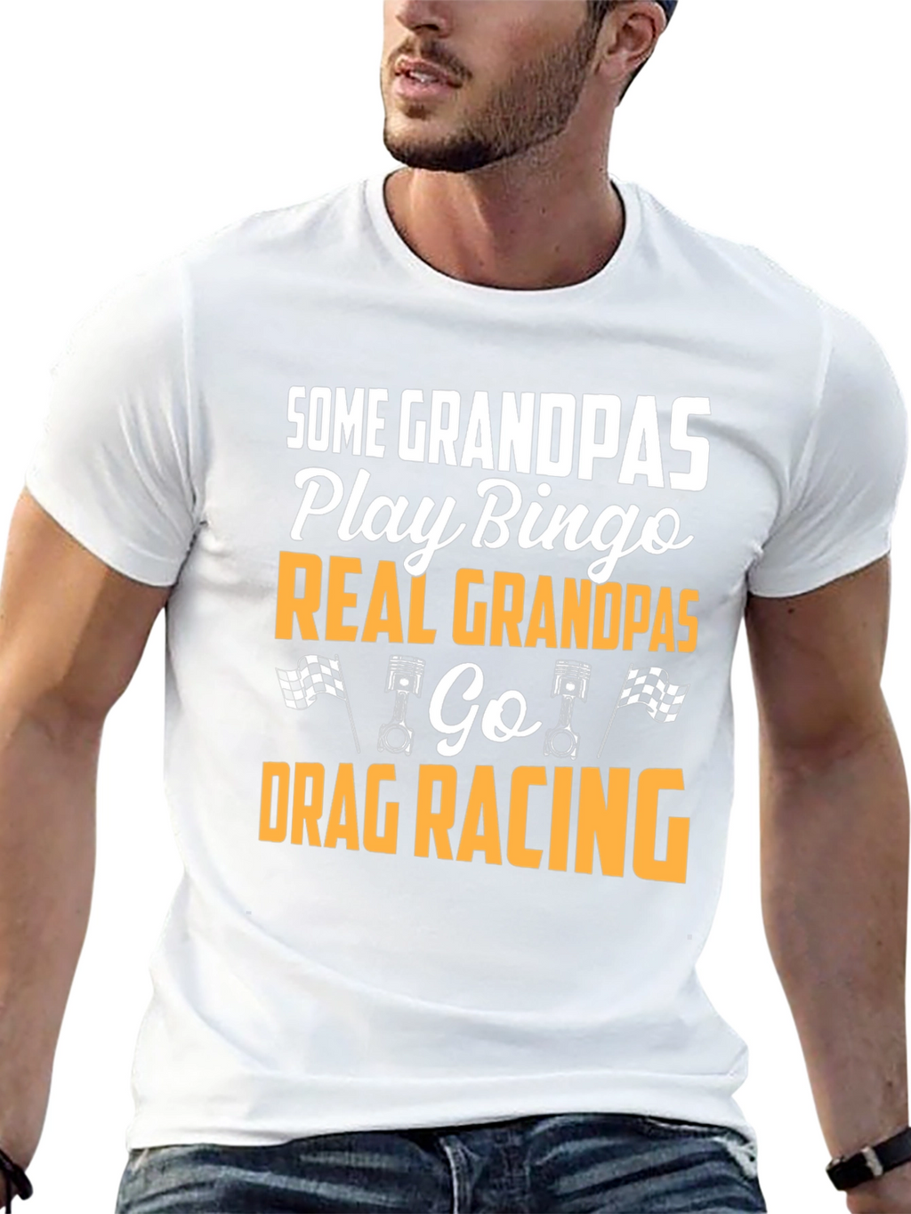 Funny Grandpas Drag Racing Graphic T-Shirt