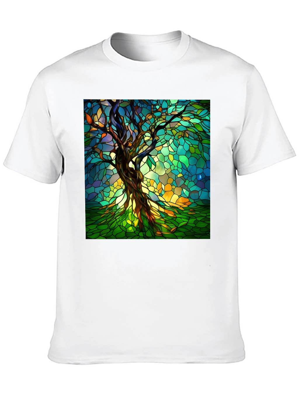 Stained Glass Tree Graphic T-Shirt