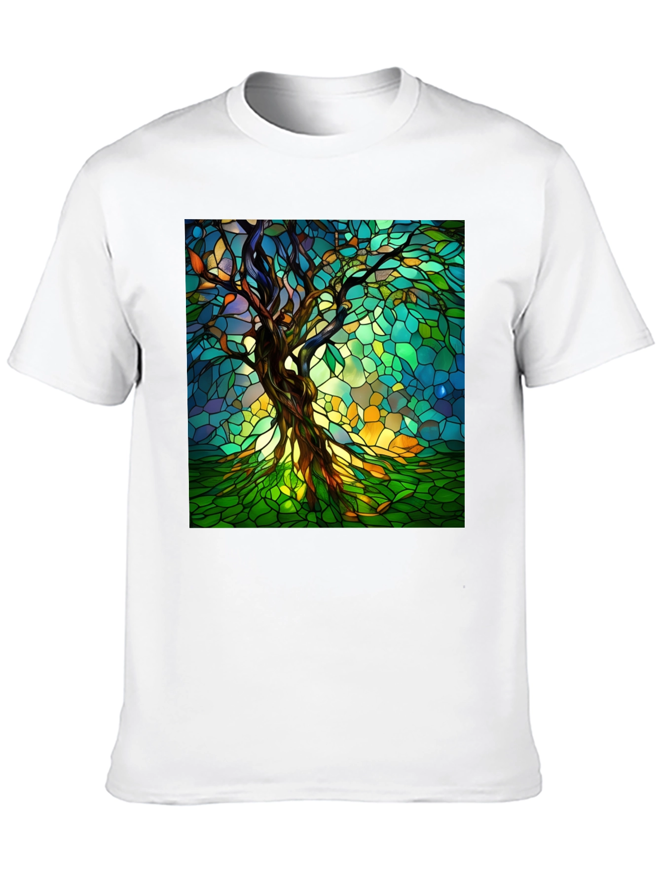 Stained Glass Tree Graphic T-Shirt