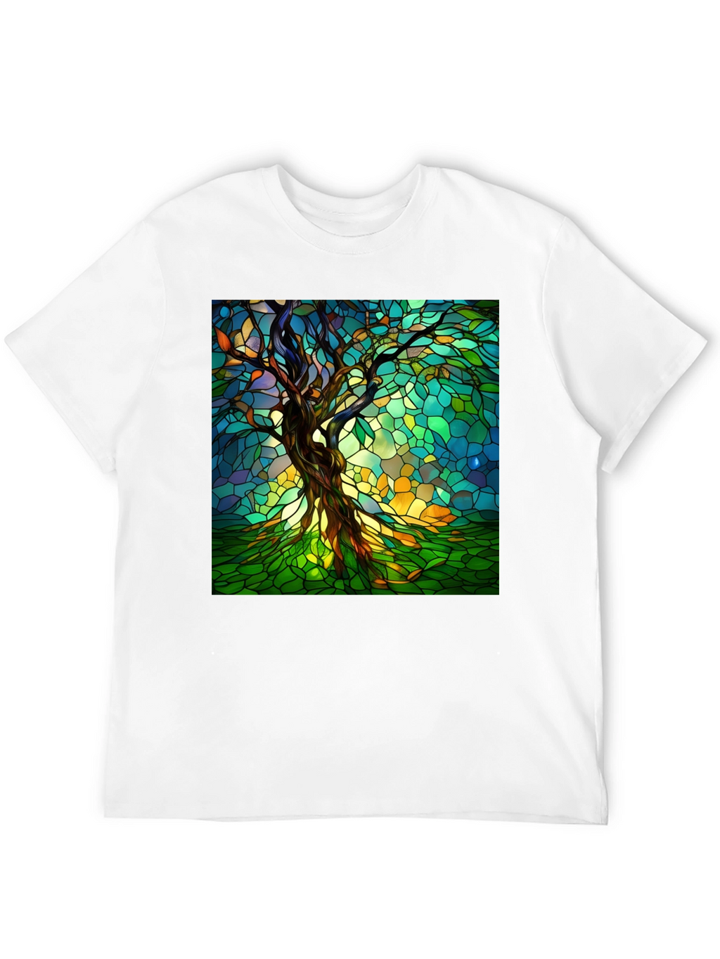 Stained Glass Tree Graphic T-Shirt