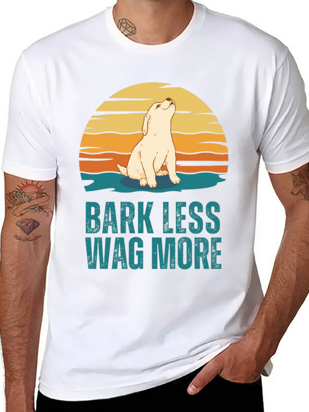 Bark Less Wag More Dog Graphic Tee