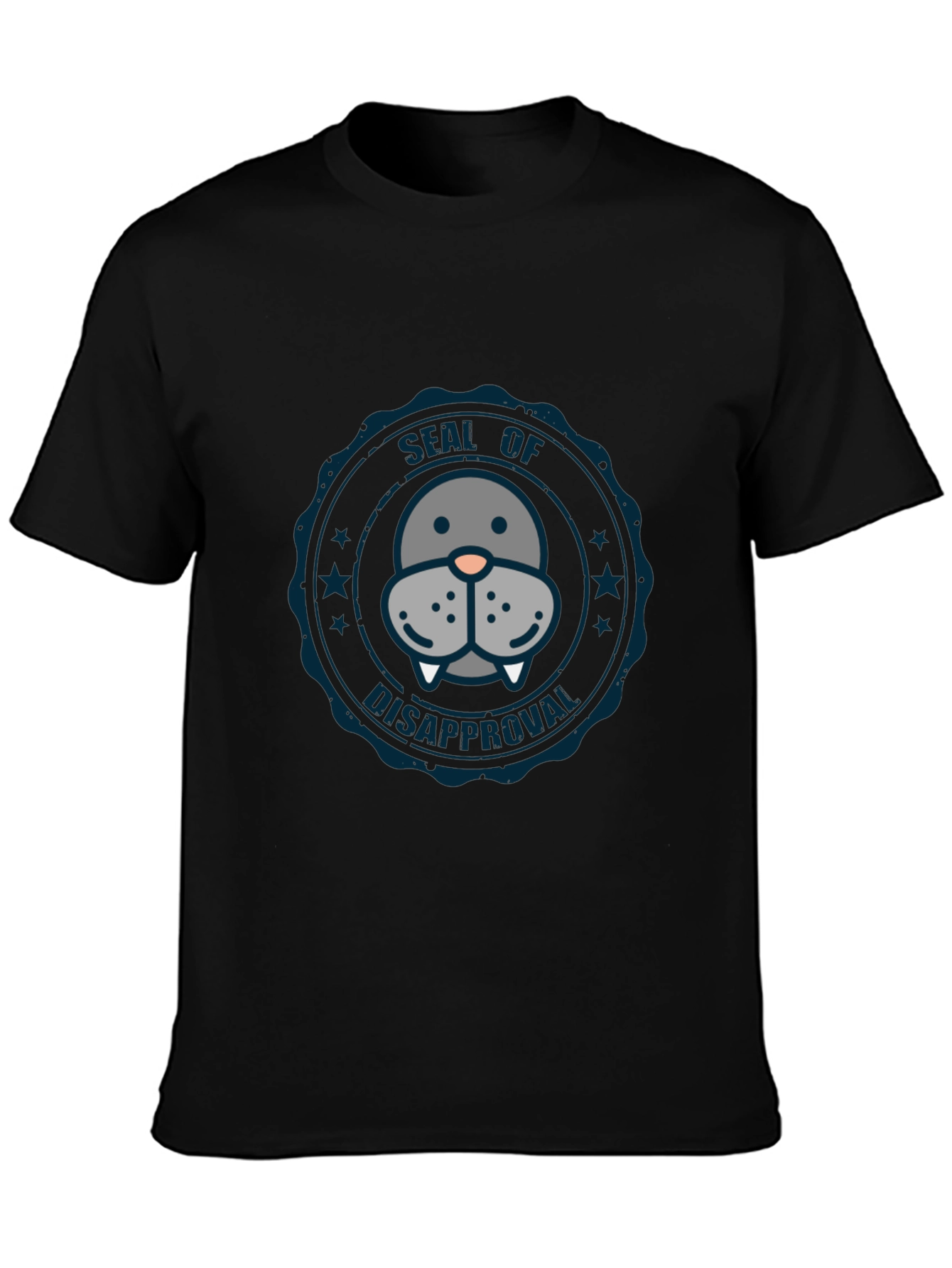 Seal of Disapproval Graphic Tee - Black Cotton T-Shirt