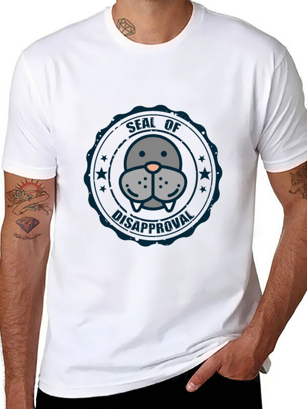 Seal of Disapproval Graphic Tee - Black Cotton T-Shirt