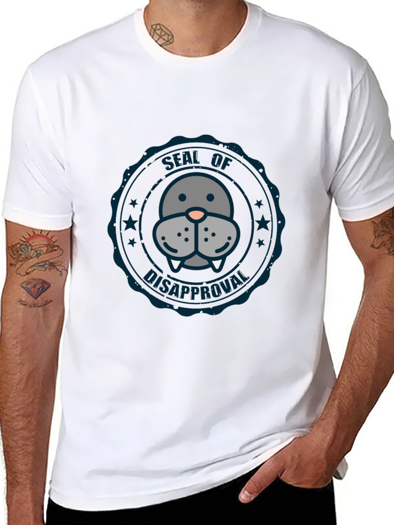 Seal of Disapproval Graphic Tee - Black Cotton T-Shirt