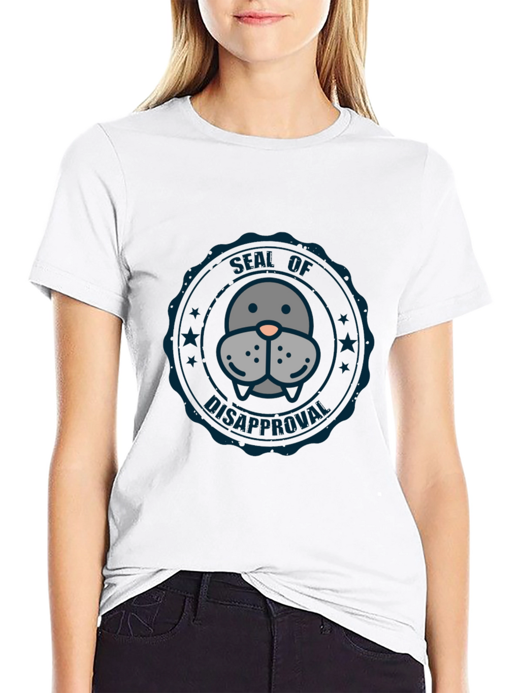 Seal of Disapproval Graphic Tee - Black Cotton T-Shirt