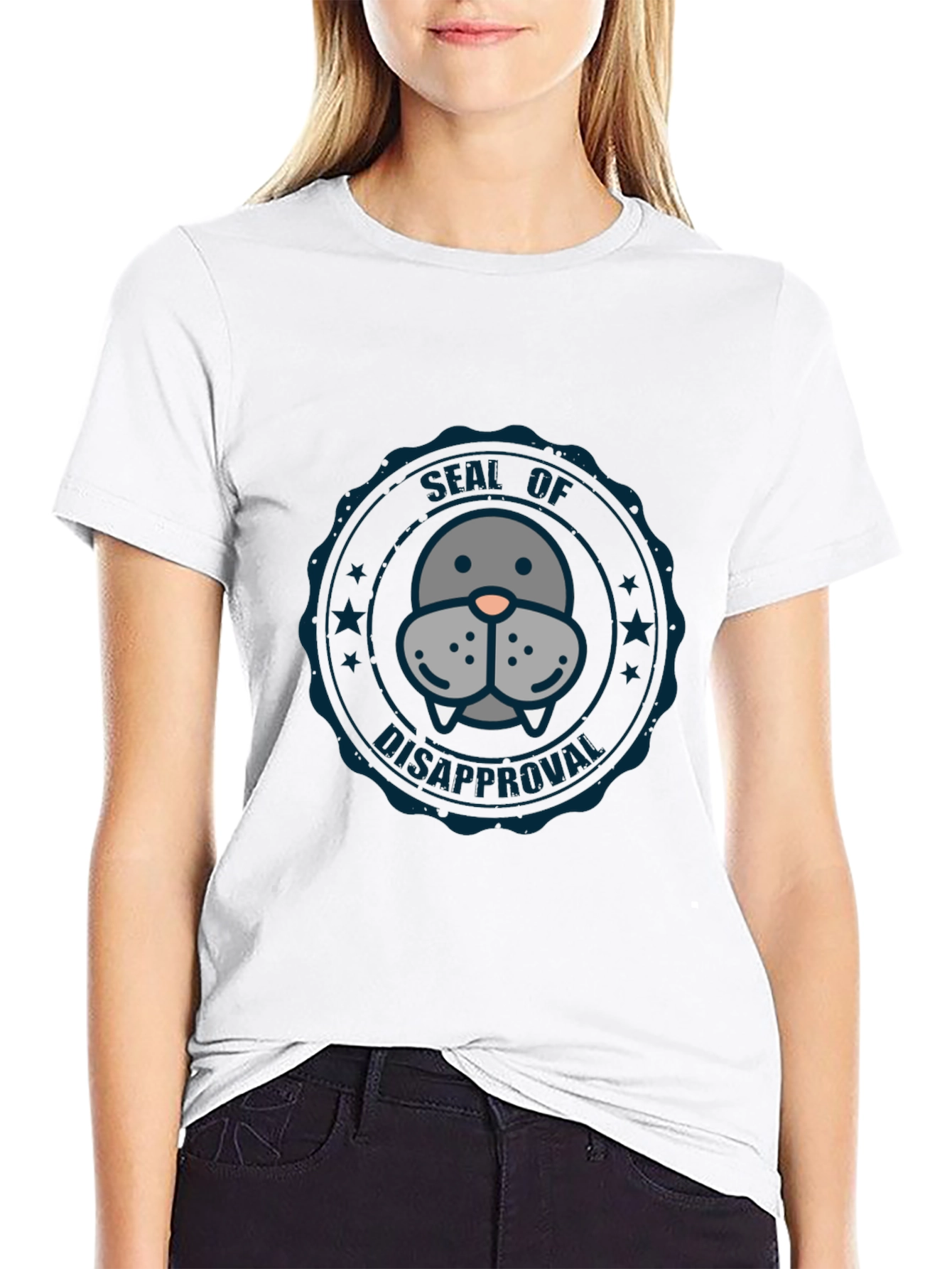 Seal of Disapproval Graphic Tee - Black Cotton T-Shirt