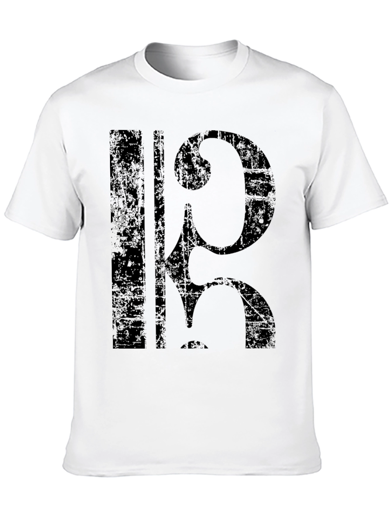 Distressed Cello Clef Graphic T-Shirt - Black