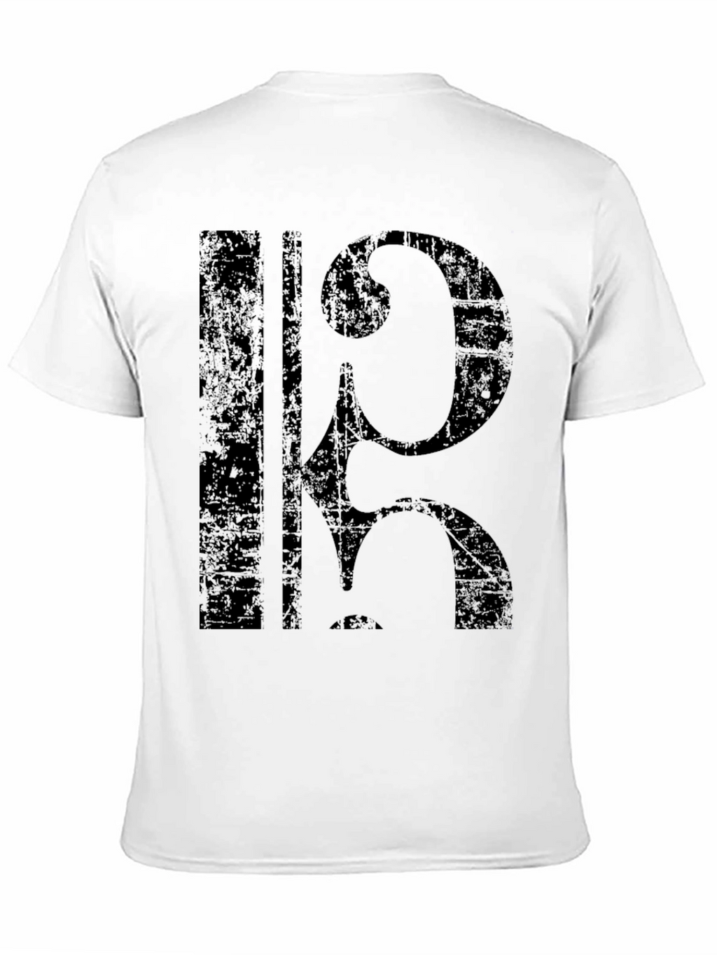 Distressed Cello Clef Graphic T-Shirt - Black