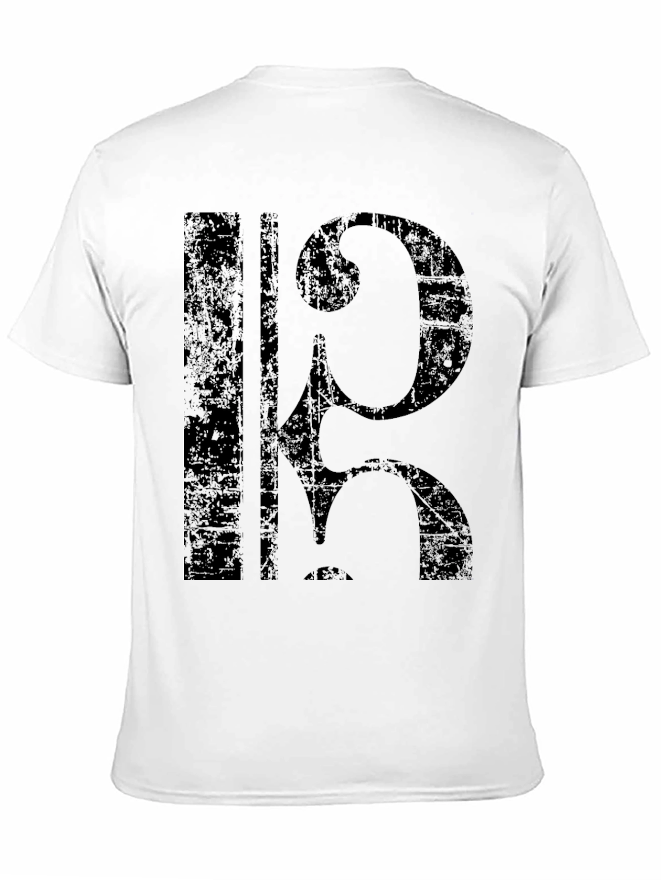 Distressed Cello Clef Graphic T-Shirt - Black
