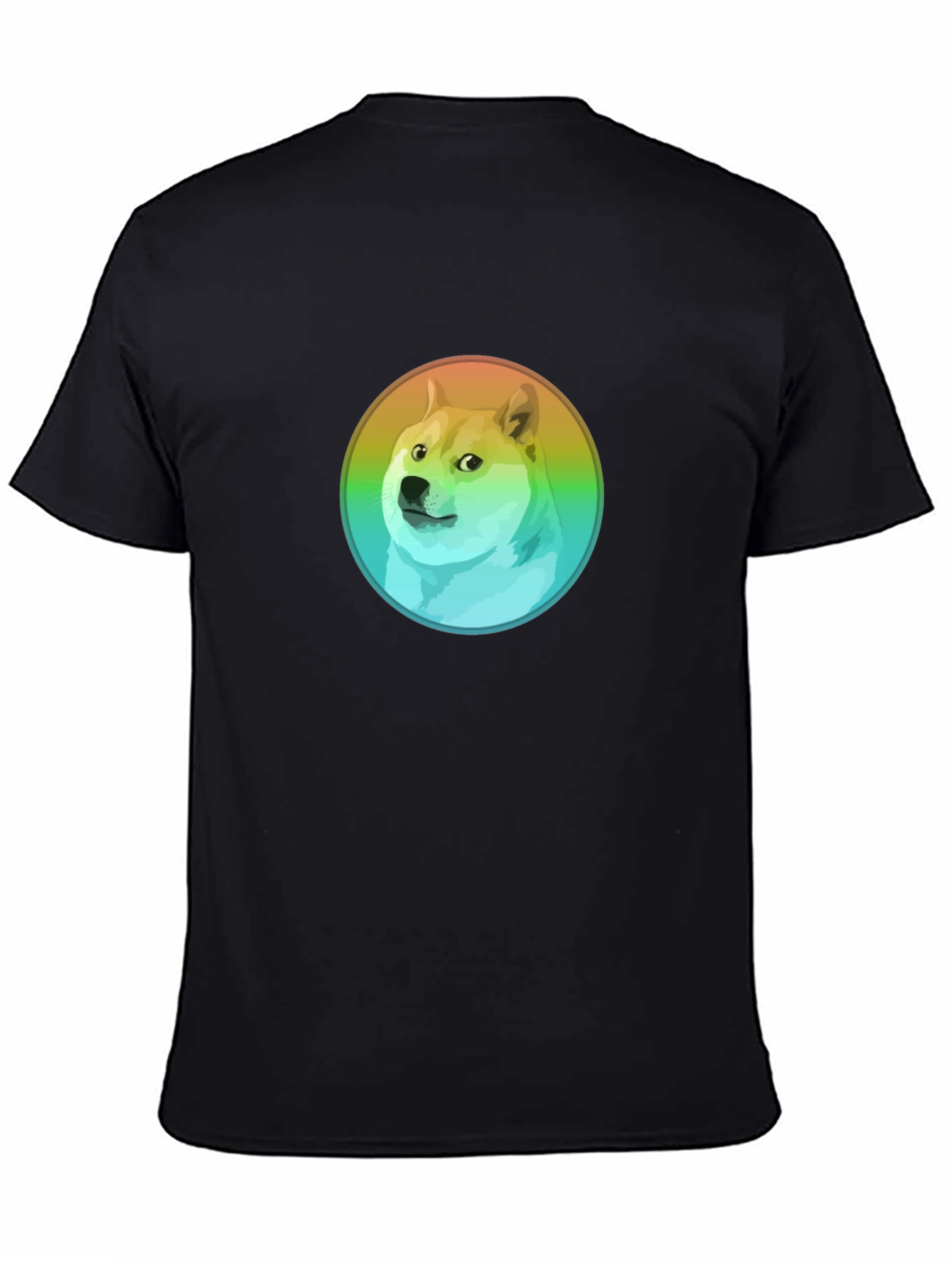 Doge Rainbow Circle Graphic Black T-Shirt