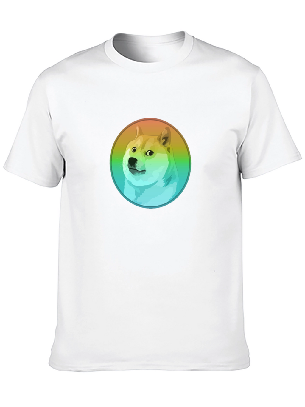 Doge Rainbow Circle Graphic Black T-Shirt
