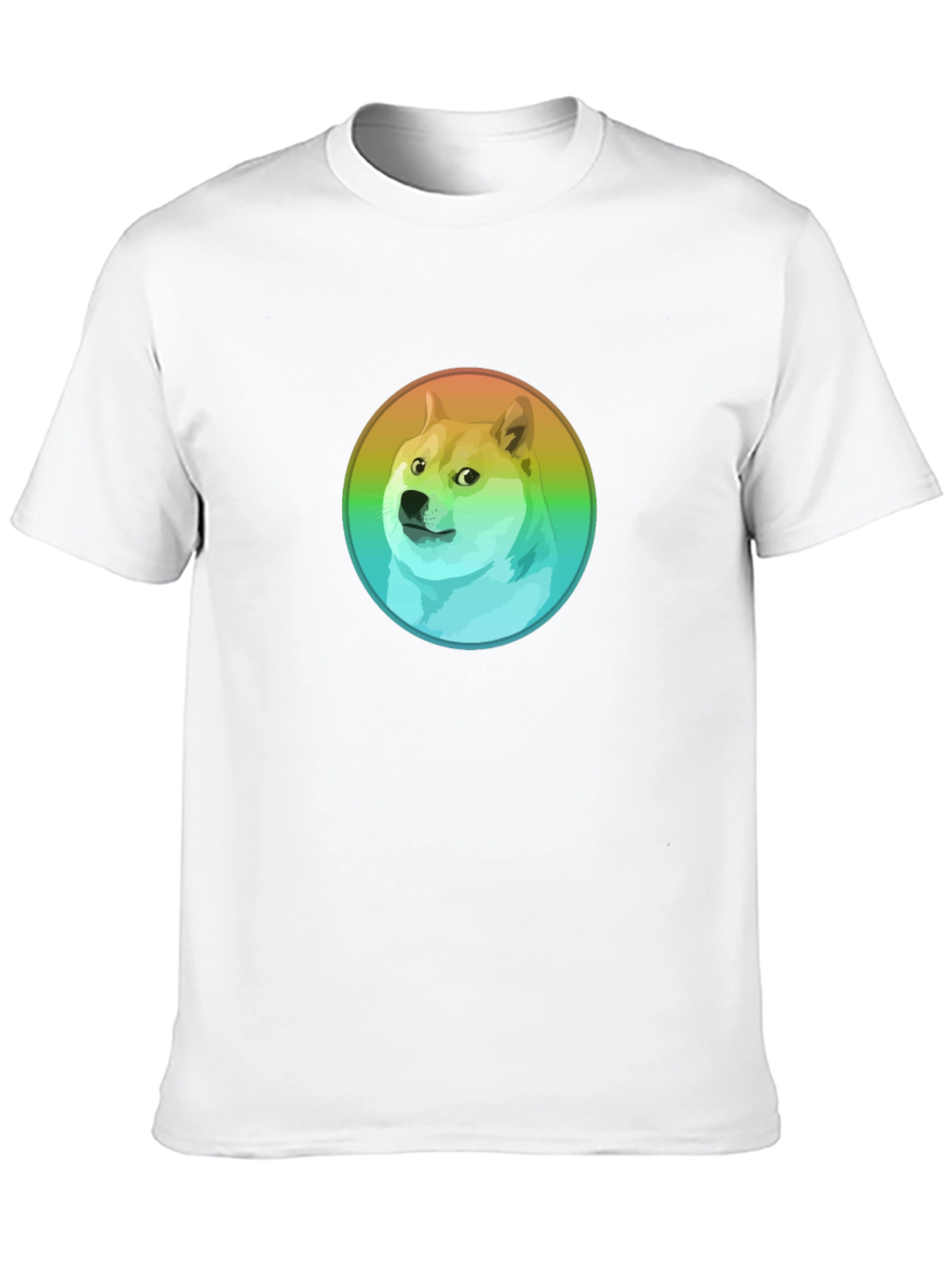 Doge Rainbow Circle Graphic Black T-Shirt