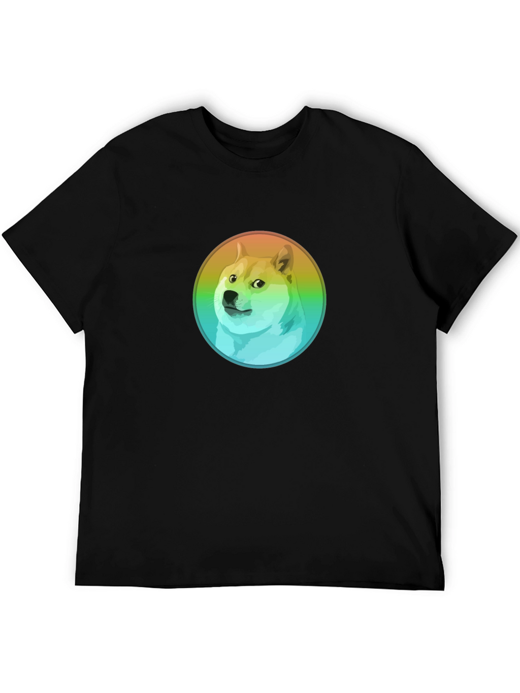 Doge Rainbow Circle Graphic Black T-Shirt