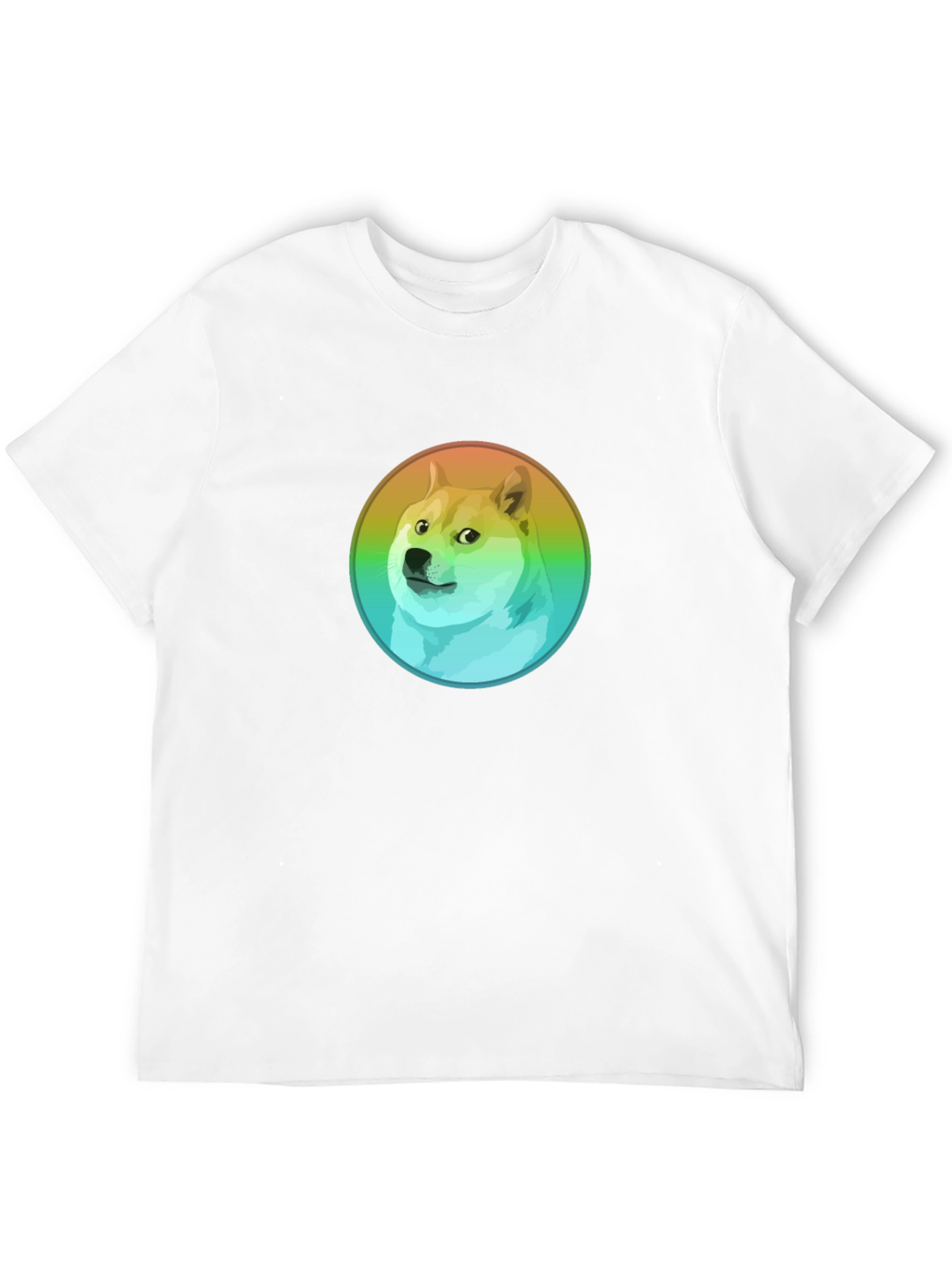 Doge Rainbow Circle Graphic Black T-Shirt