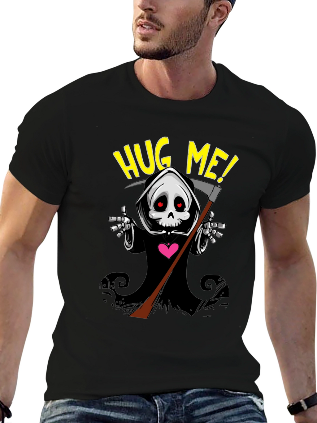 Grim Reaper Hug Me! T-Shirt - Black