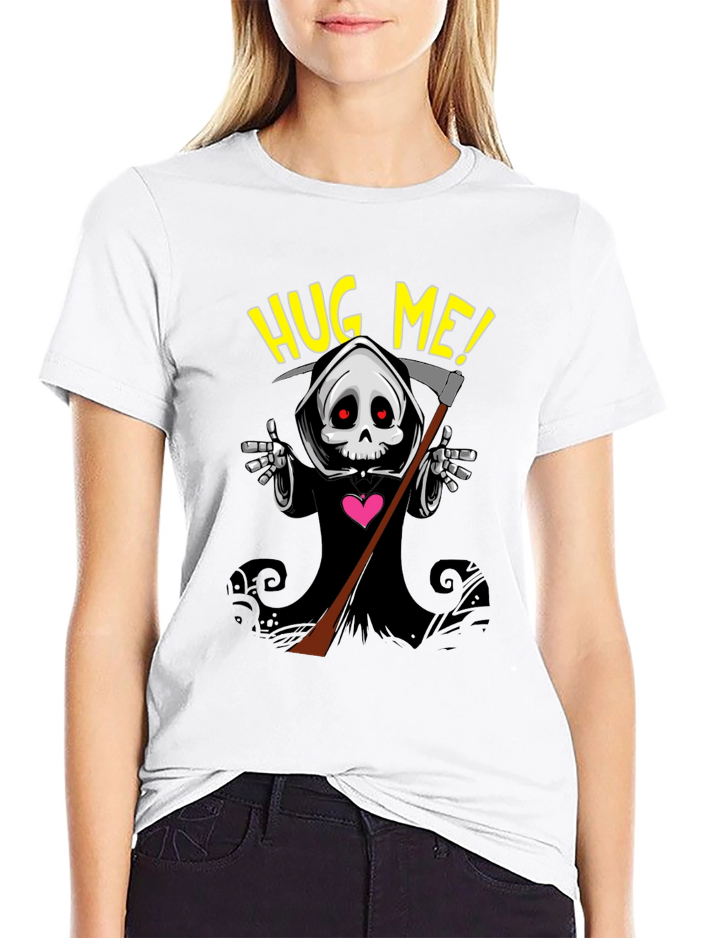 Grim Reaper Hug Me! T-Shirt - Black