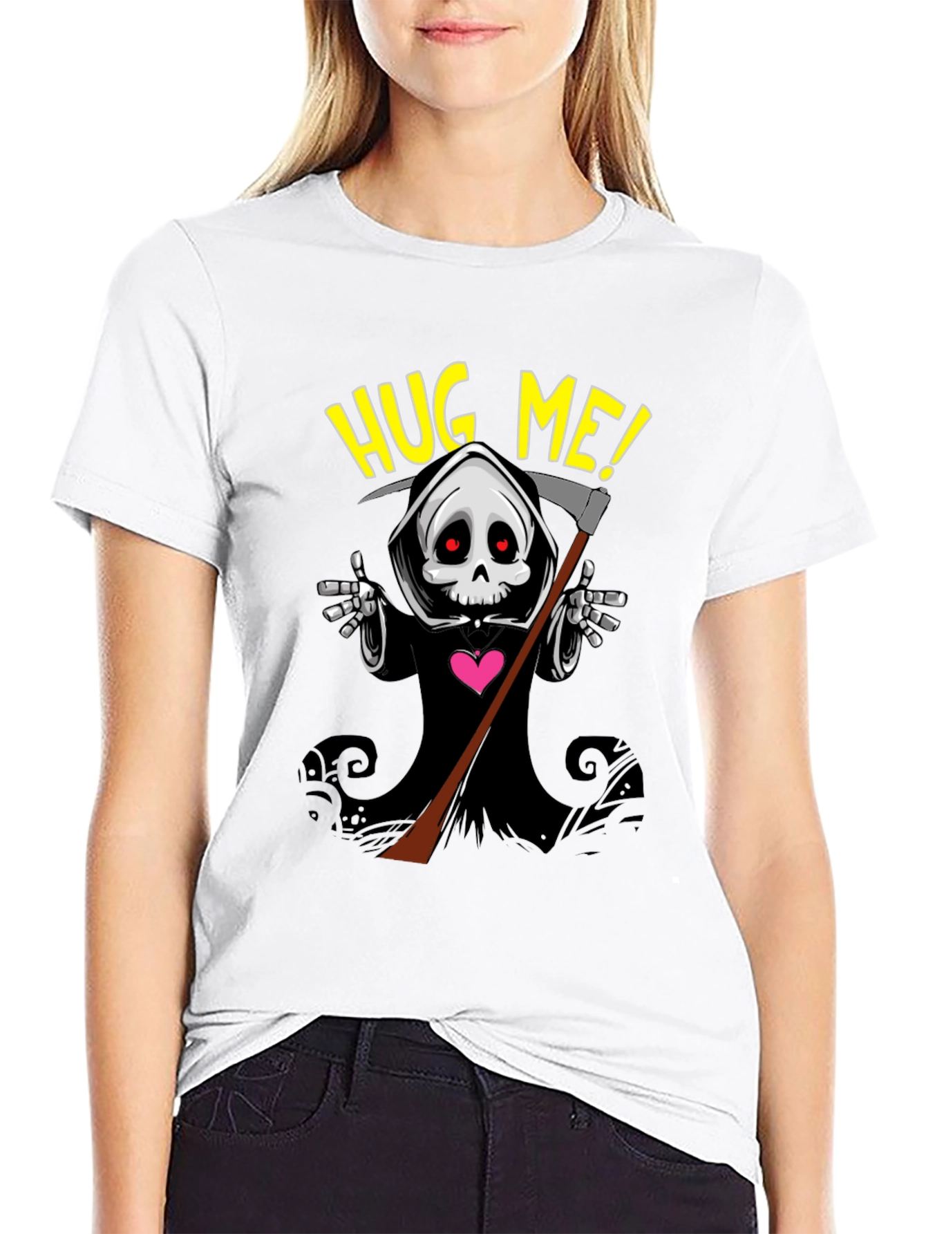 Grim Reaper Hug Me! T-Shirt - Black
