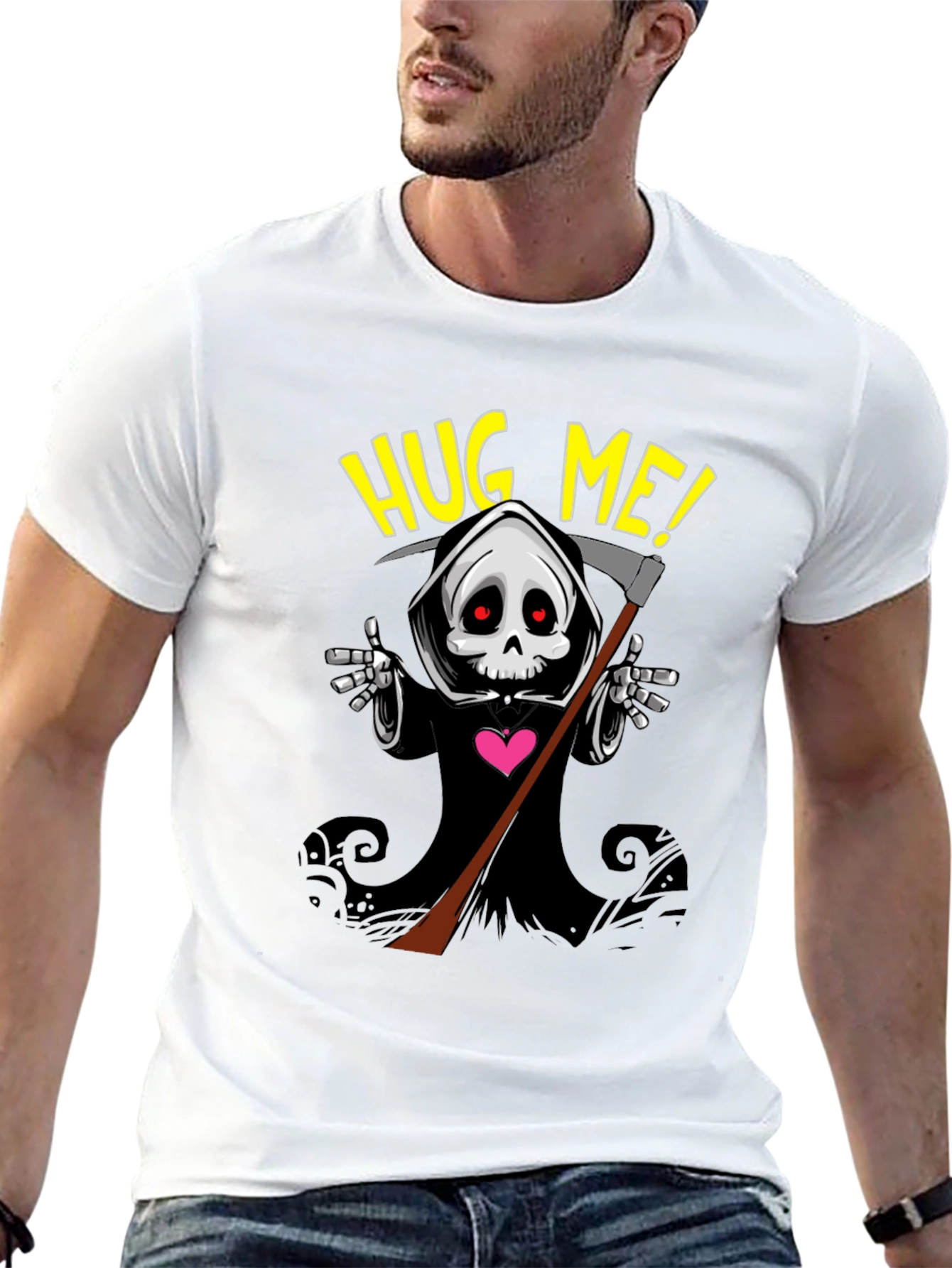 Grim Reaper Hug Me! T-Shirt - Black