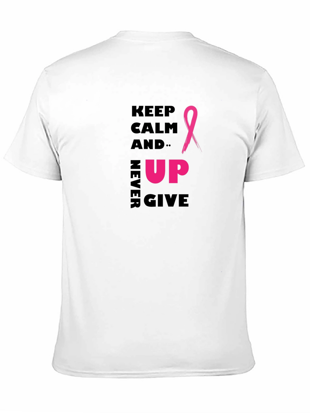 Keep Calm Never Give Up Ribbon Graphic T-Shirt