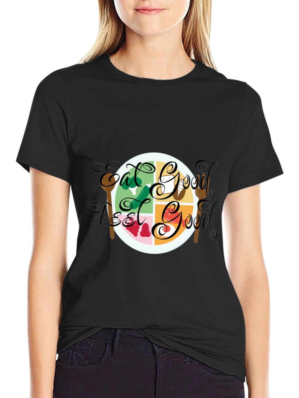 Eat Good Feel Good Black Graphic Tee