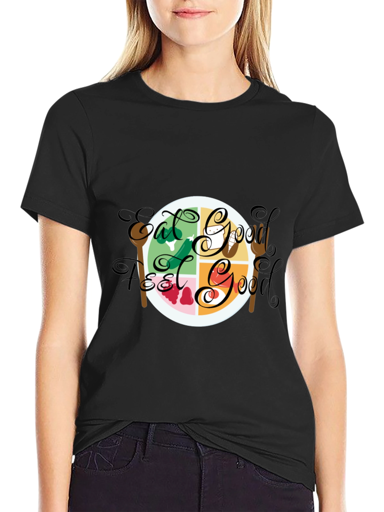 Eat Good Feel Good Black Graphic Tee