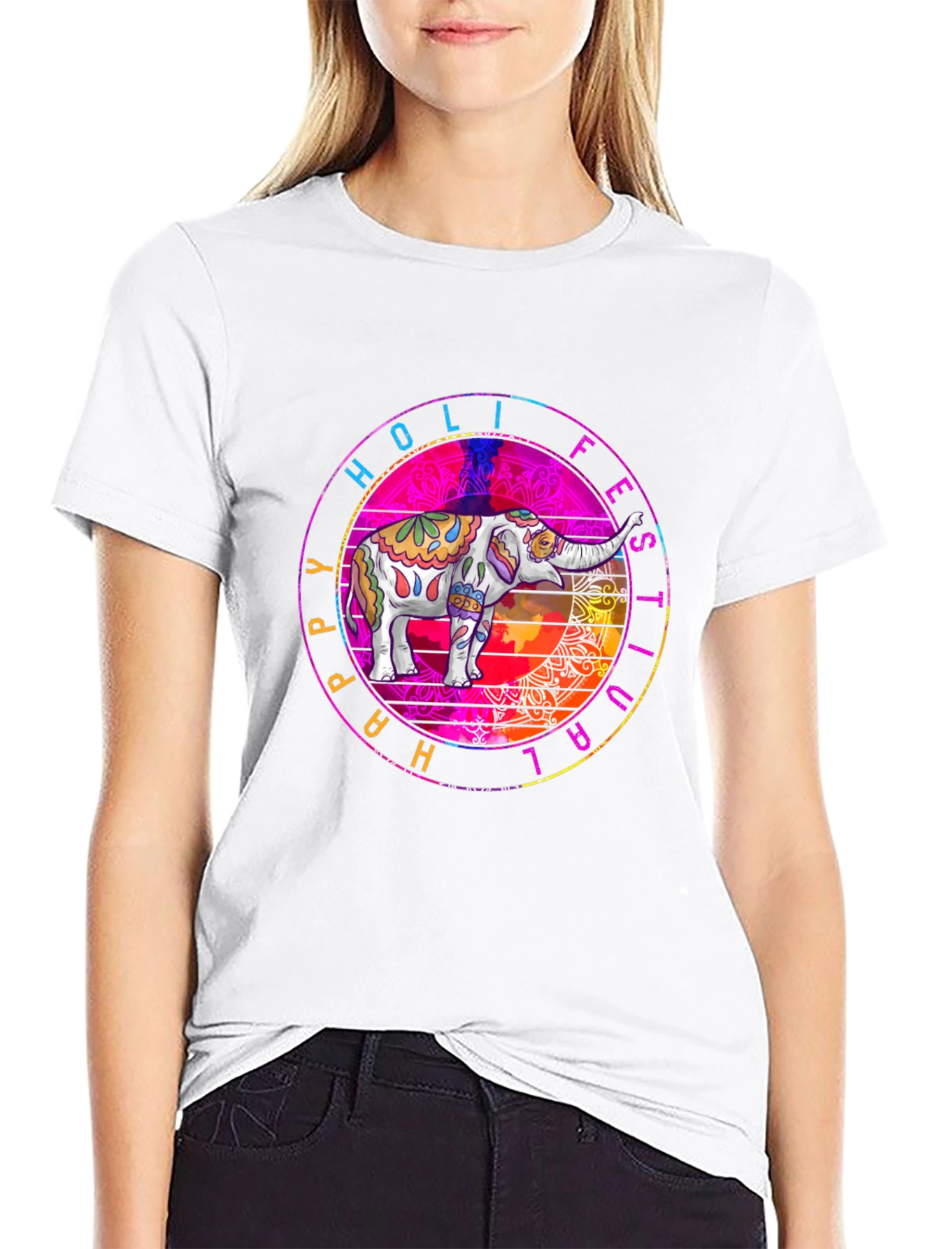Holi Festival Elephant Graphic Tee