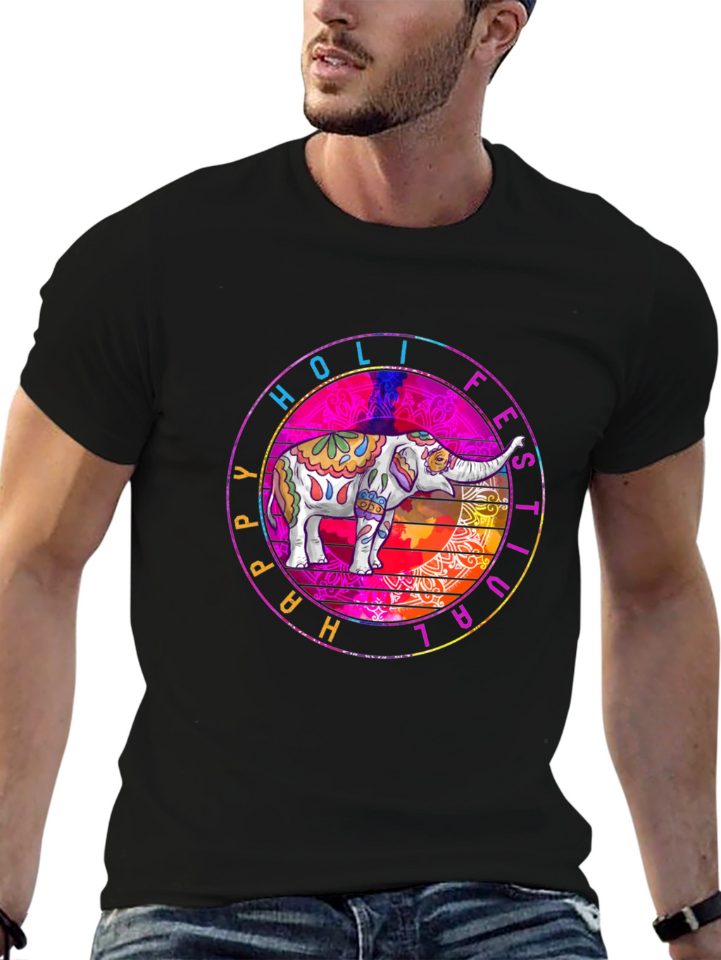 Holi Festival Elephant Graphic Tee