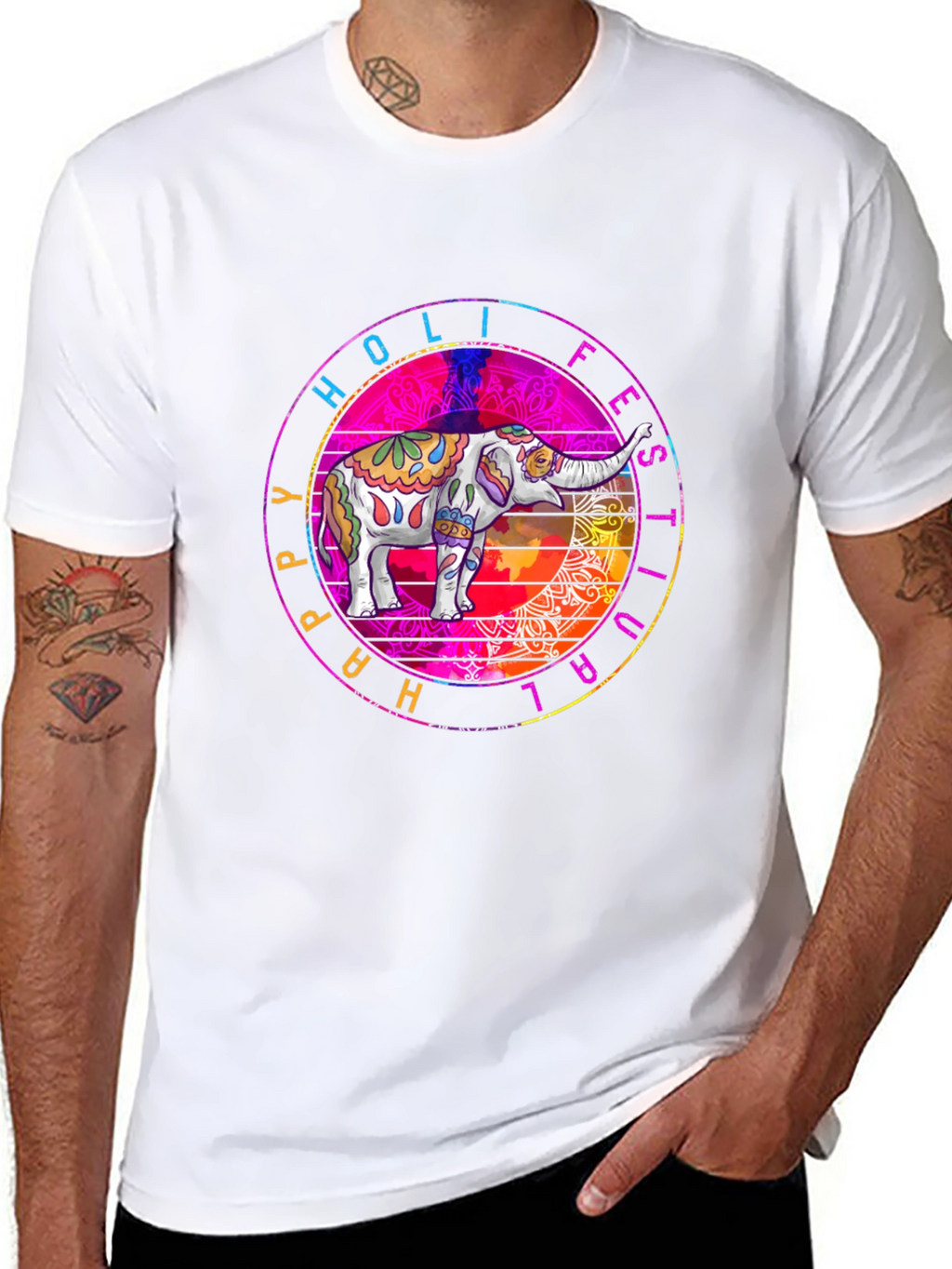 Holi Festival Elephant Graphic Tee