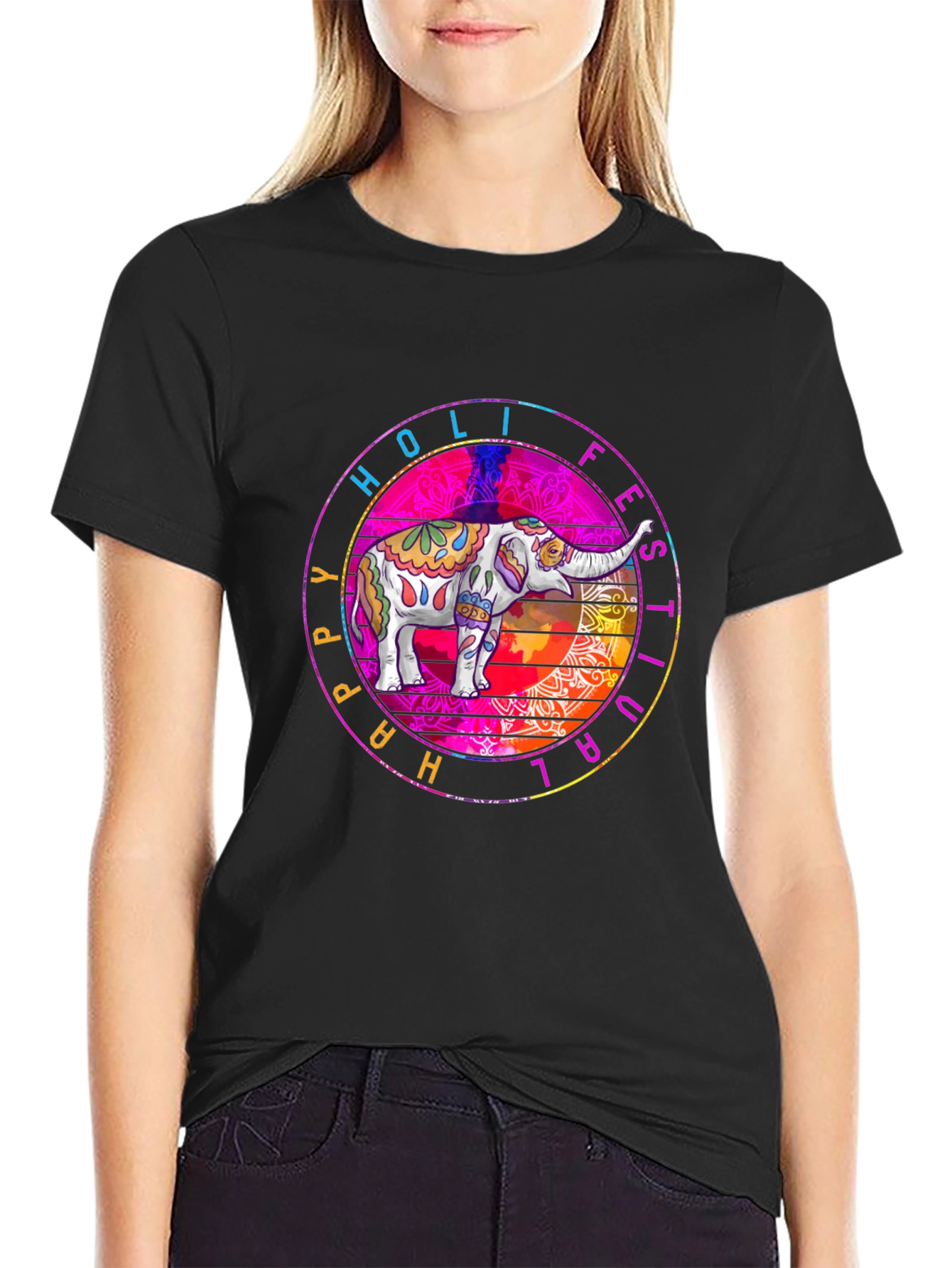 Holi Festival Elephant Graphic Tee