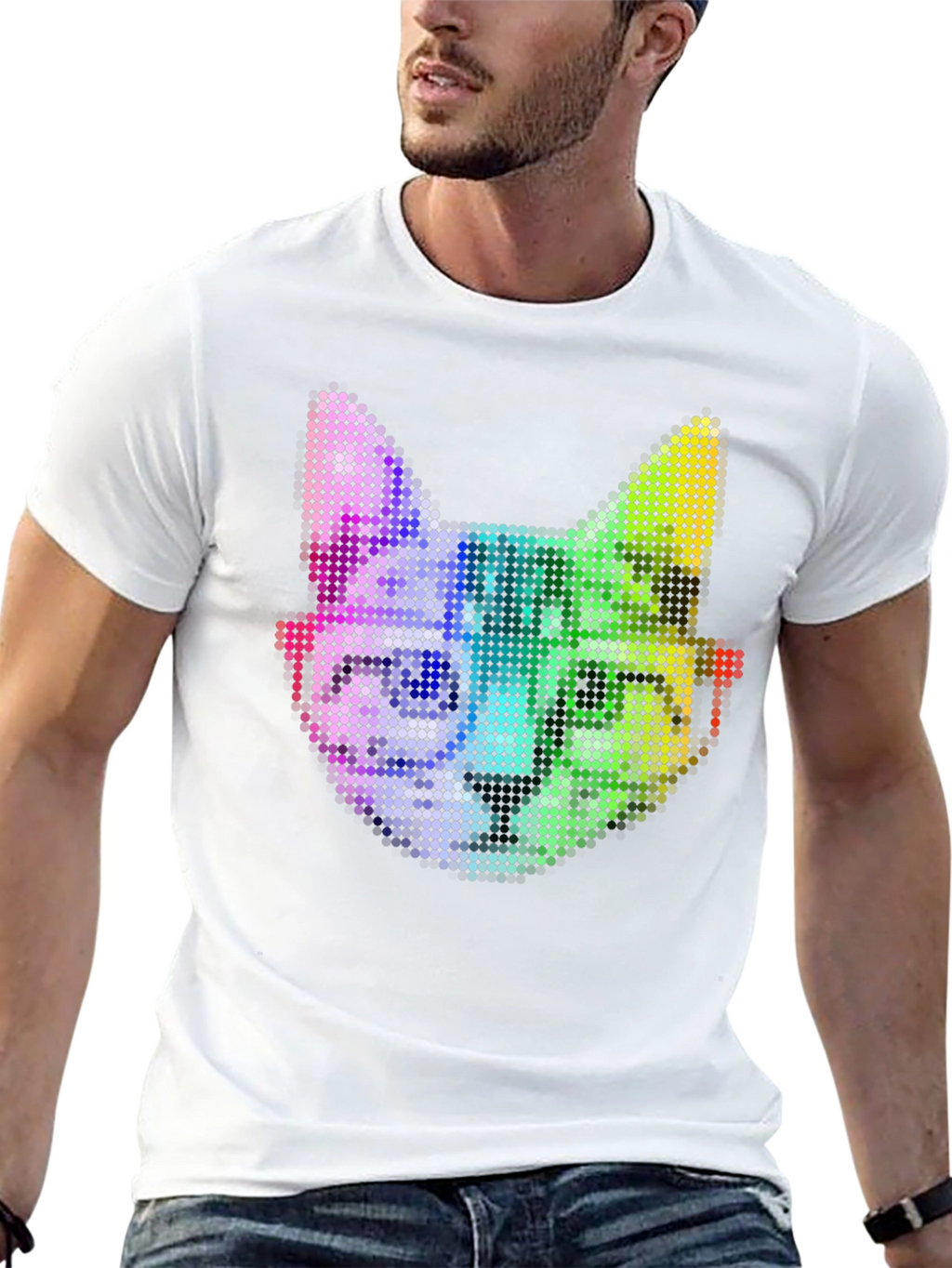 Pixel Cat T-Shirt: Cool Rainbow Cat Tee