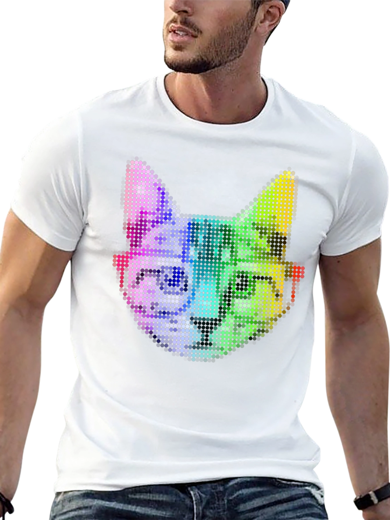 Pixel Cat T-Shirt: Cool Rainbow Cat Tee