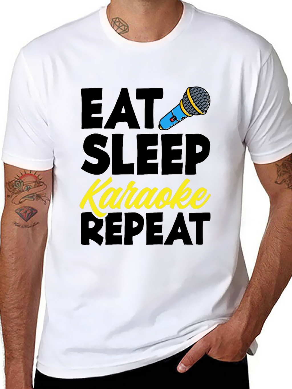 Eat Sleep Karaoke Repeat Graphic Tee