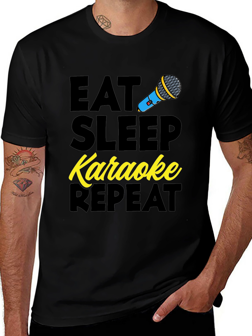 Eat Sleep Karaoke Repeat Graphic Tee
