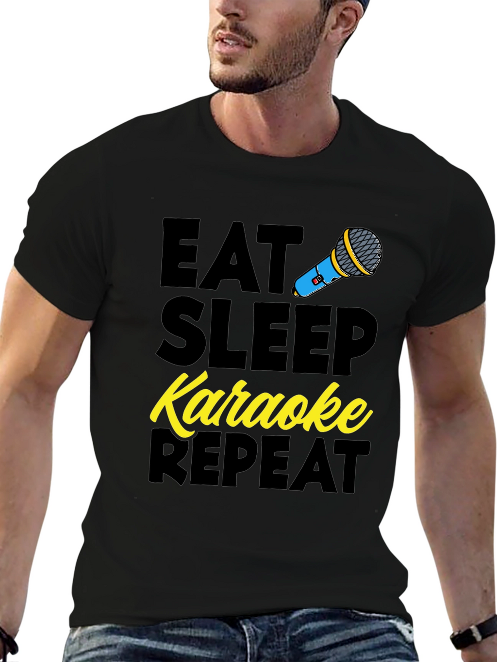 Eat Sleep Karaoke Repeat Graphic Tee