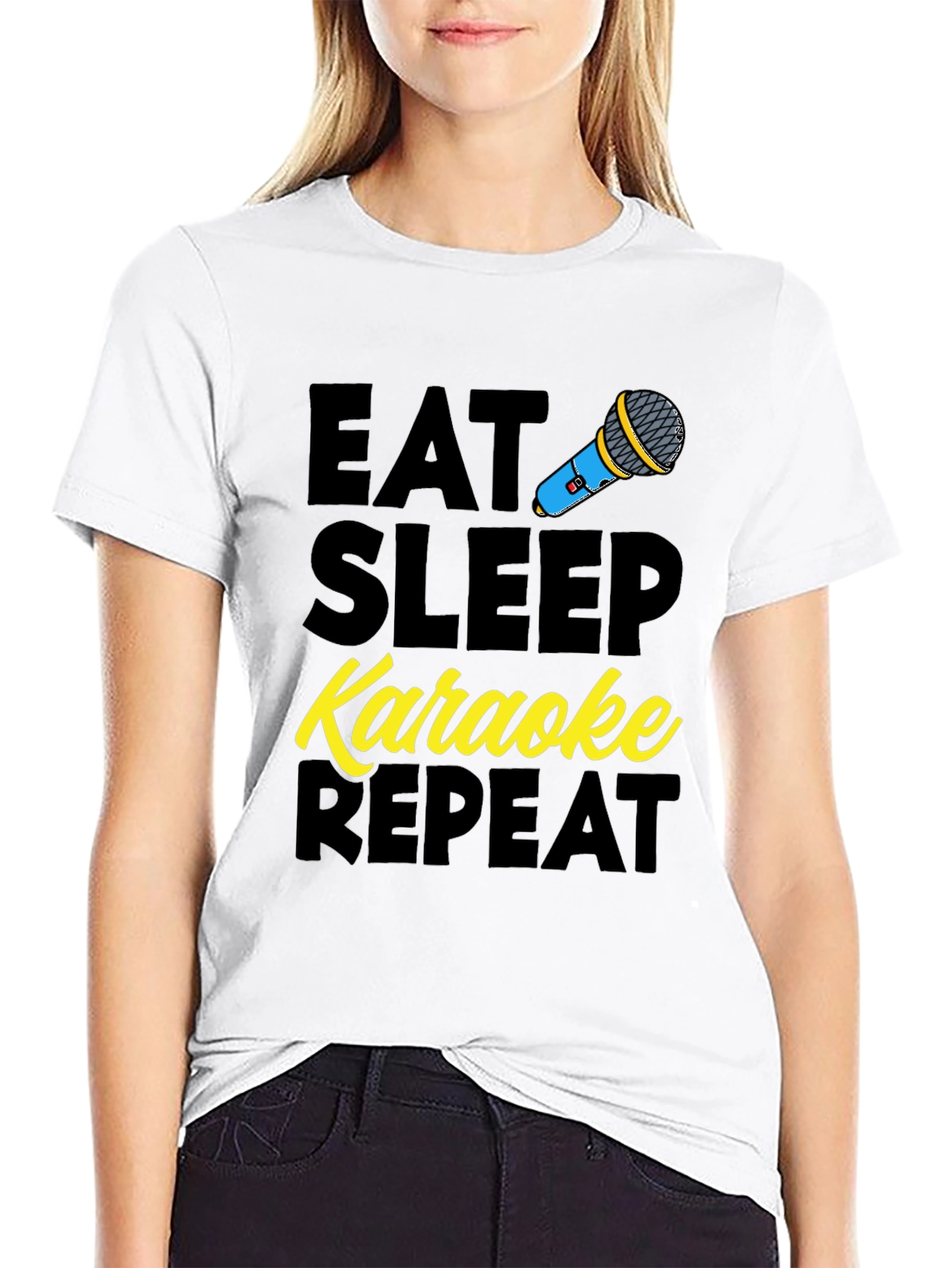 Eat Sleep Karaoke Repeat Graphic Tee