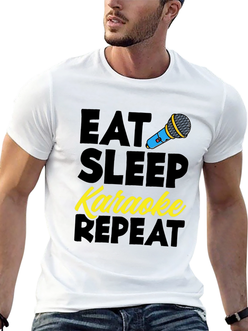 Eat Sleep Karaoke Repeat Graphic Tee