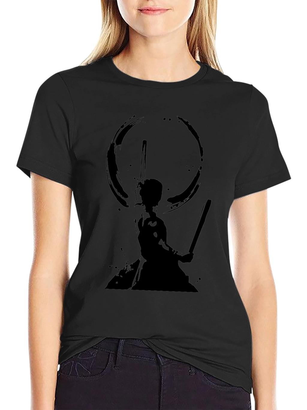 Mens Black Graphic Print Crew Neck T-Shirt