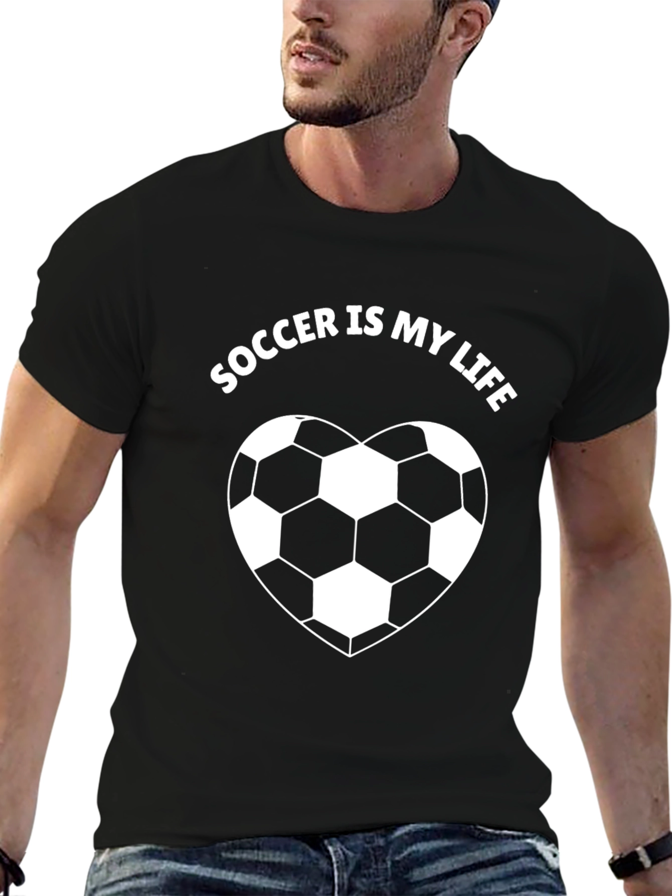 Soccer is My Life Black Graphic T-Shirt
