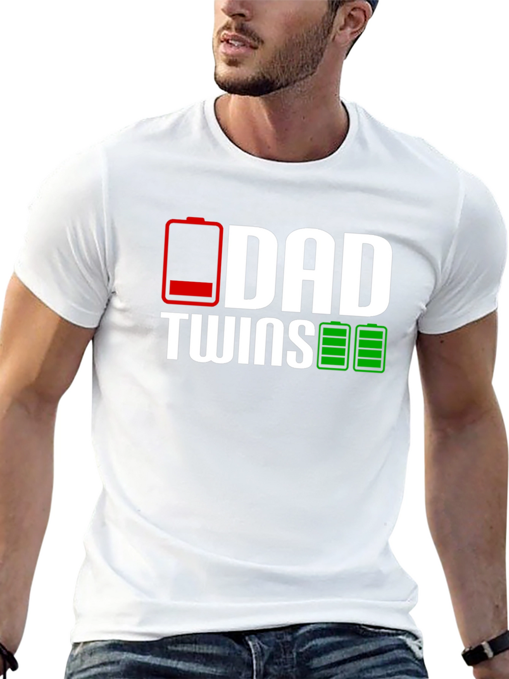 Dad Twins Low Battery T-Shirt - Black