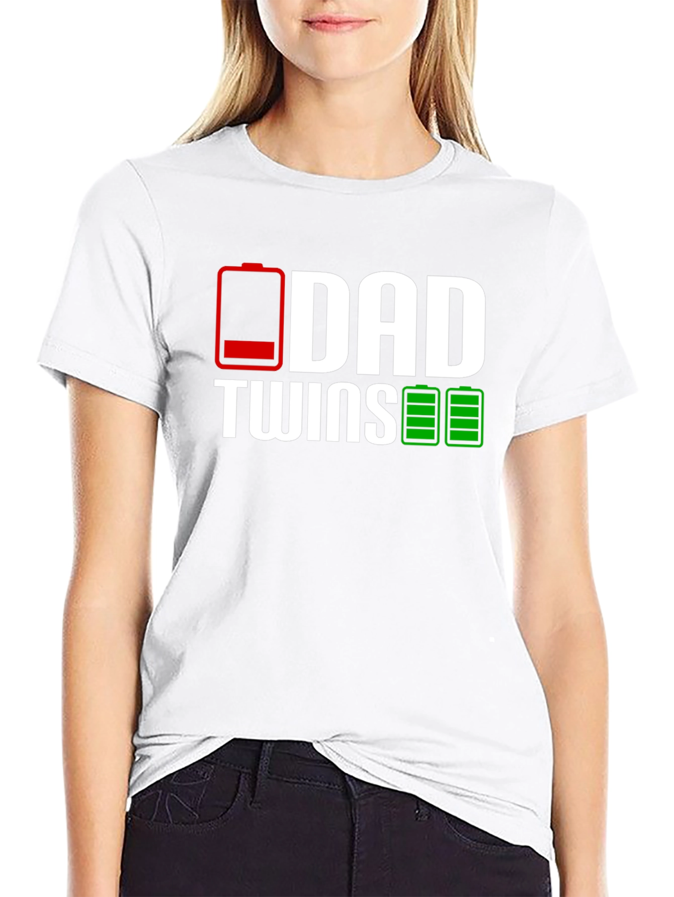 Dad Twins Low Battery T-Shirt - Black