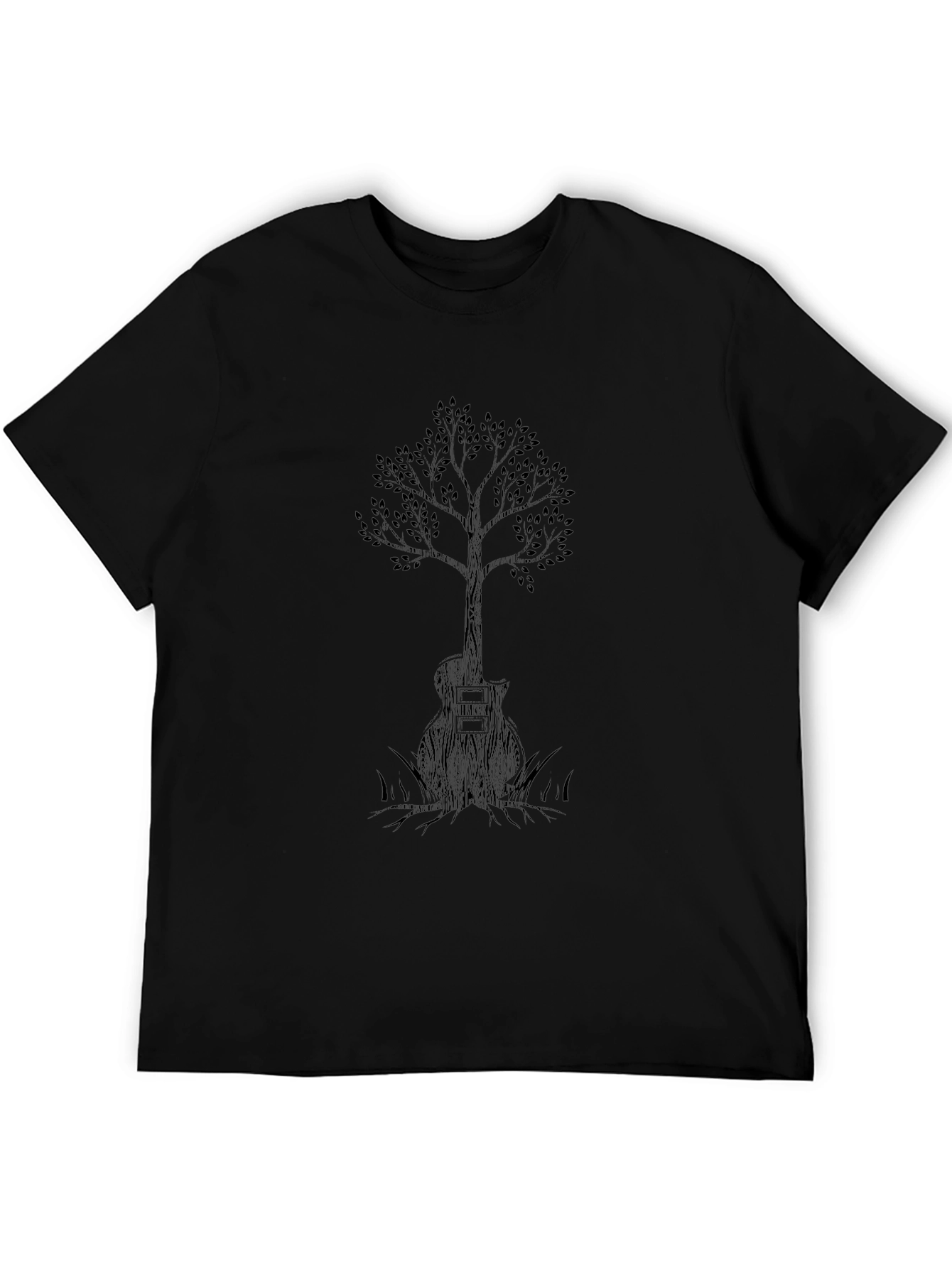 Guitar Tree Graphic Tee - Black Cotton T-Shirt