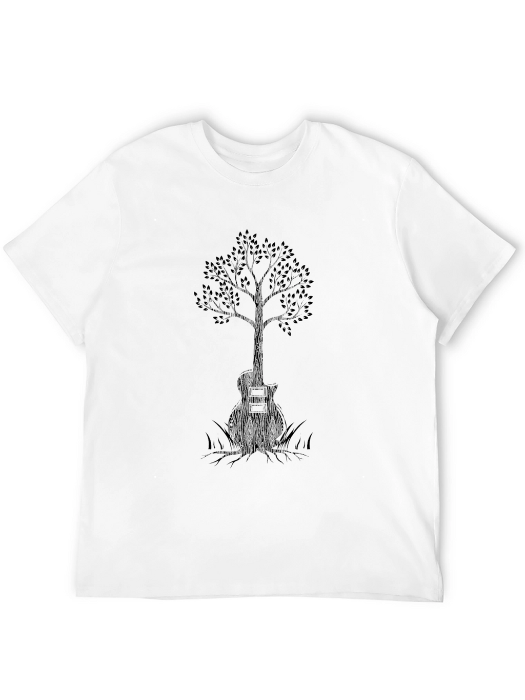 Guitar Tree Graphic Tee - Black Cotton T-Shirt