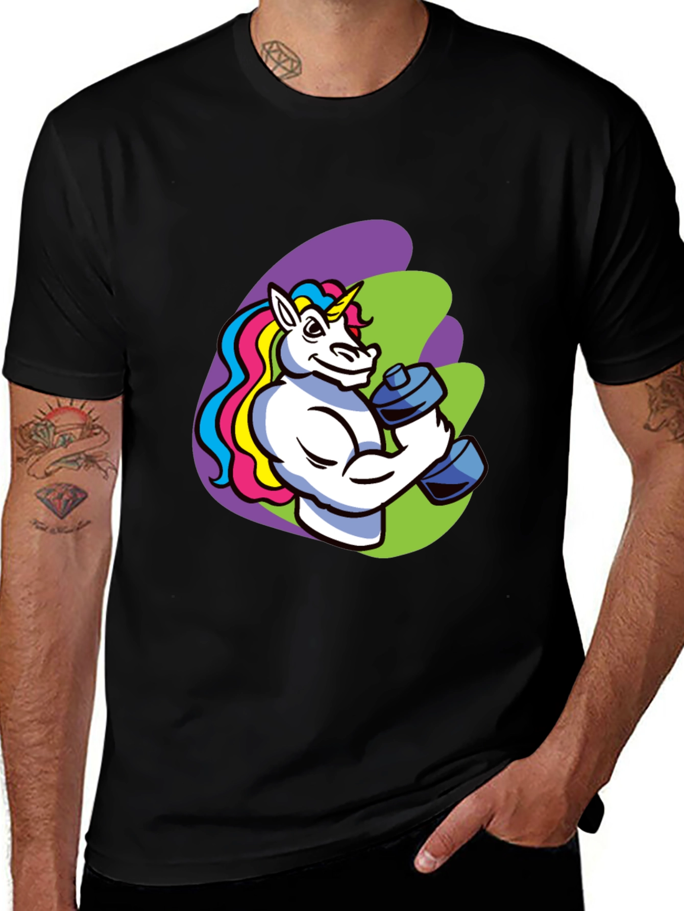 Unicorn Gym Black T-Shirt for Men