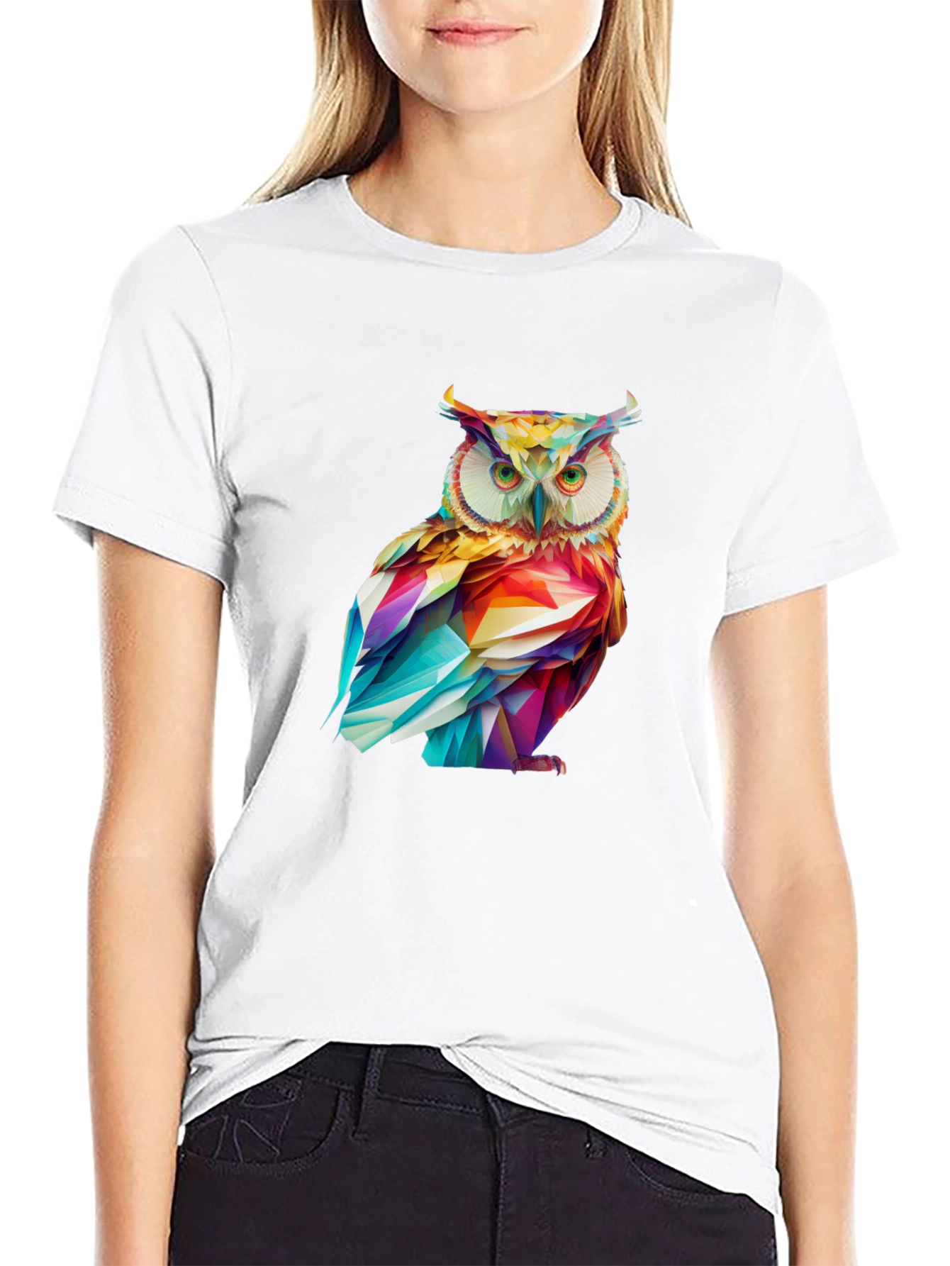 Geometric Owl Graphic Tee - Stylish Mens T-Shirt