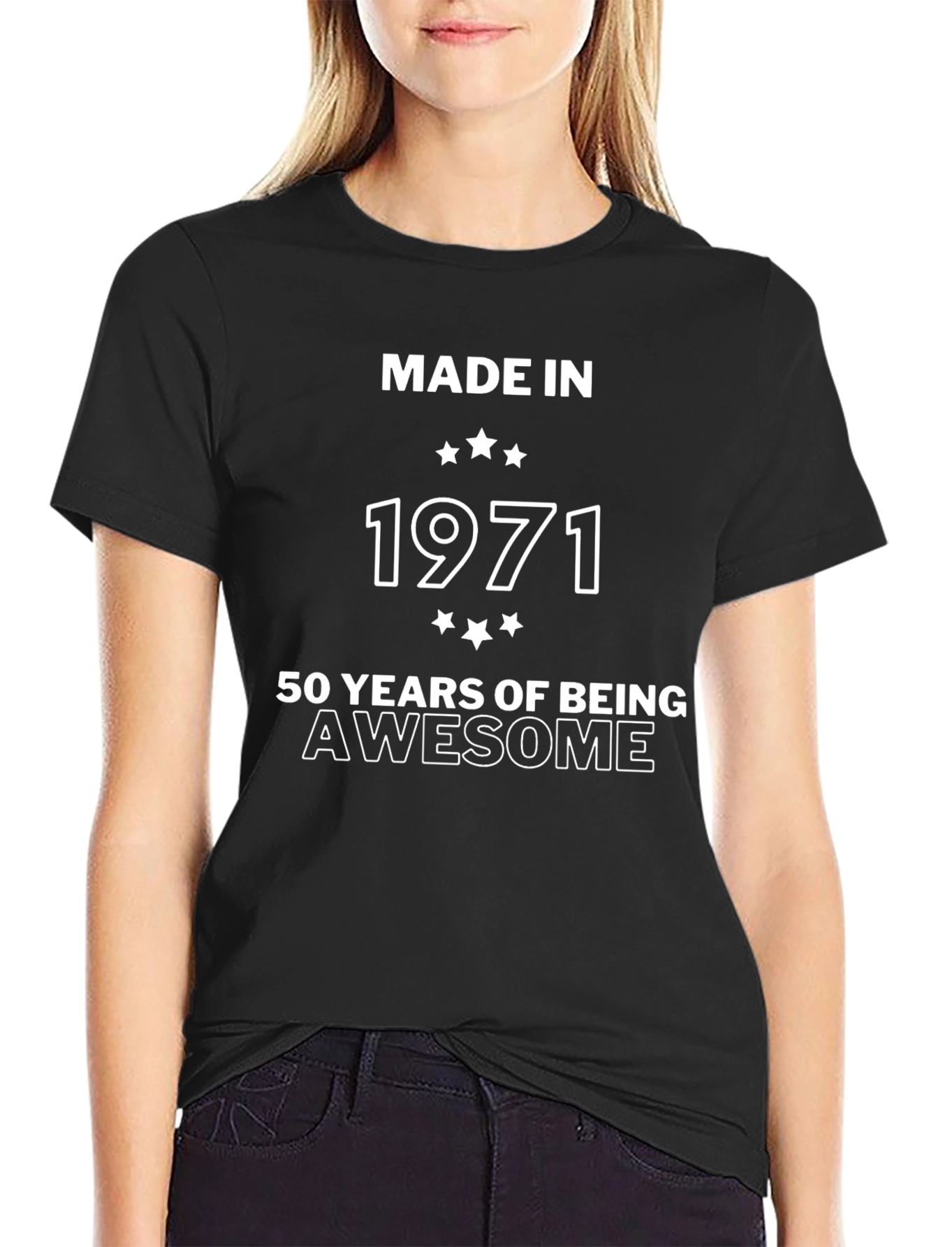 Made in 1971 50 Years of Being Awesome Black T-Shirt