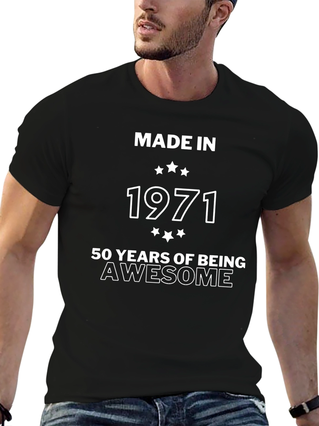 Made in 1971 50 Years of Being Awesome Black T-Shirt
