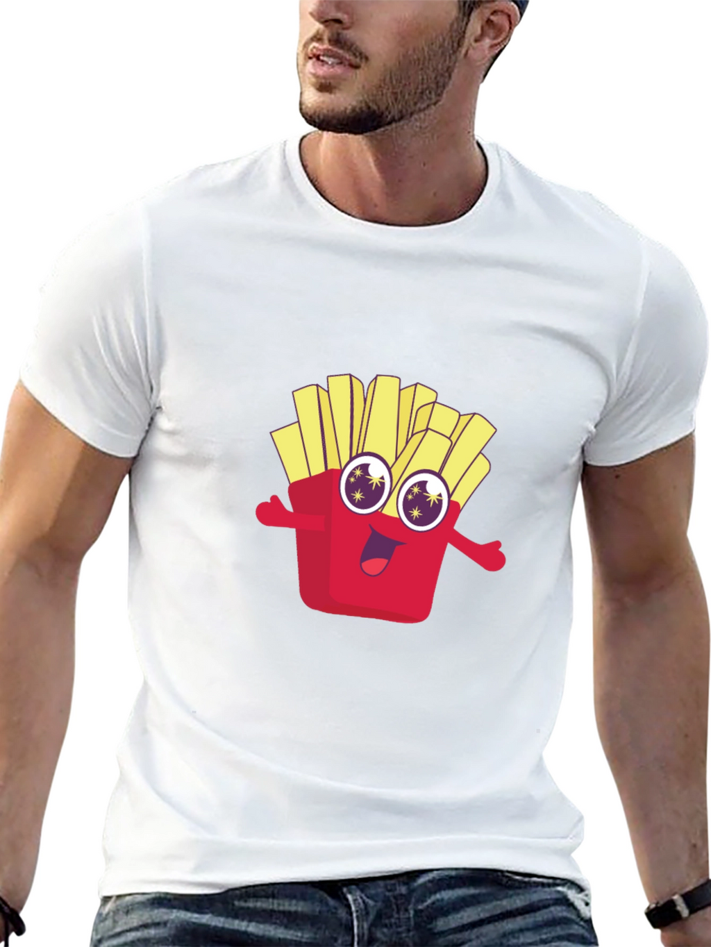 Funny Fries Graphic Tee - Black Cotton T-Shirt