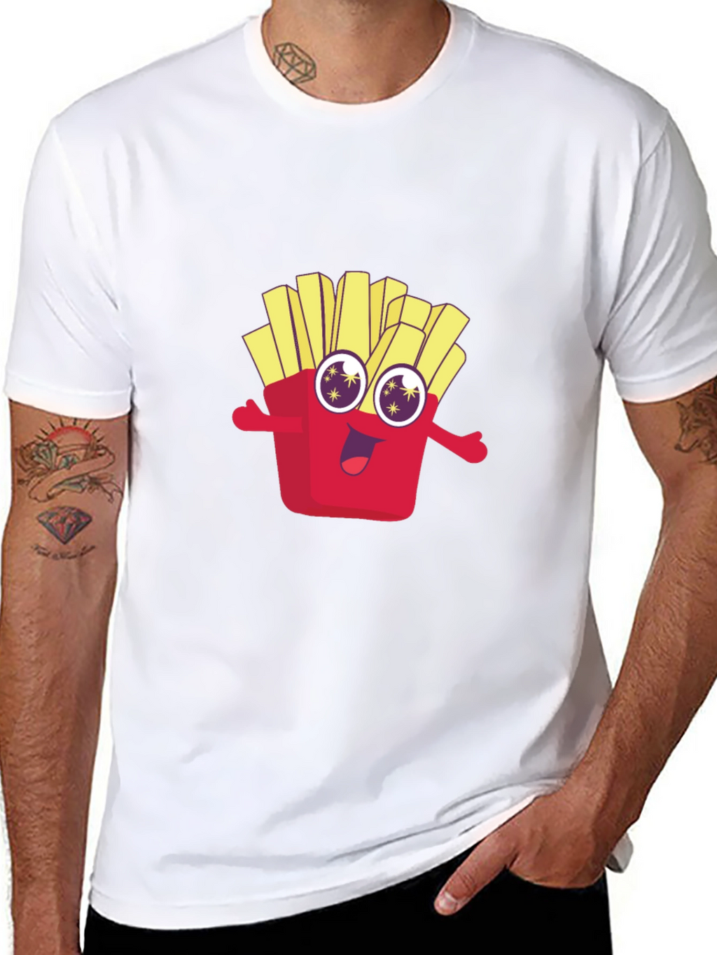 Funny Fries Graphic Tee - Black Cotton T-Shirt