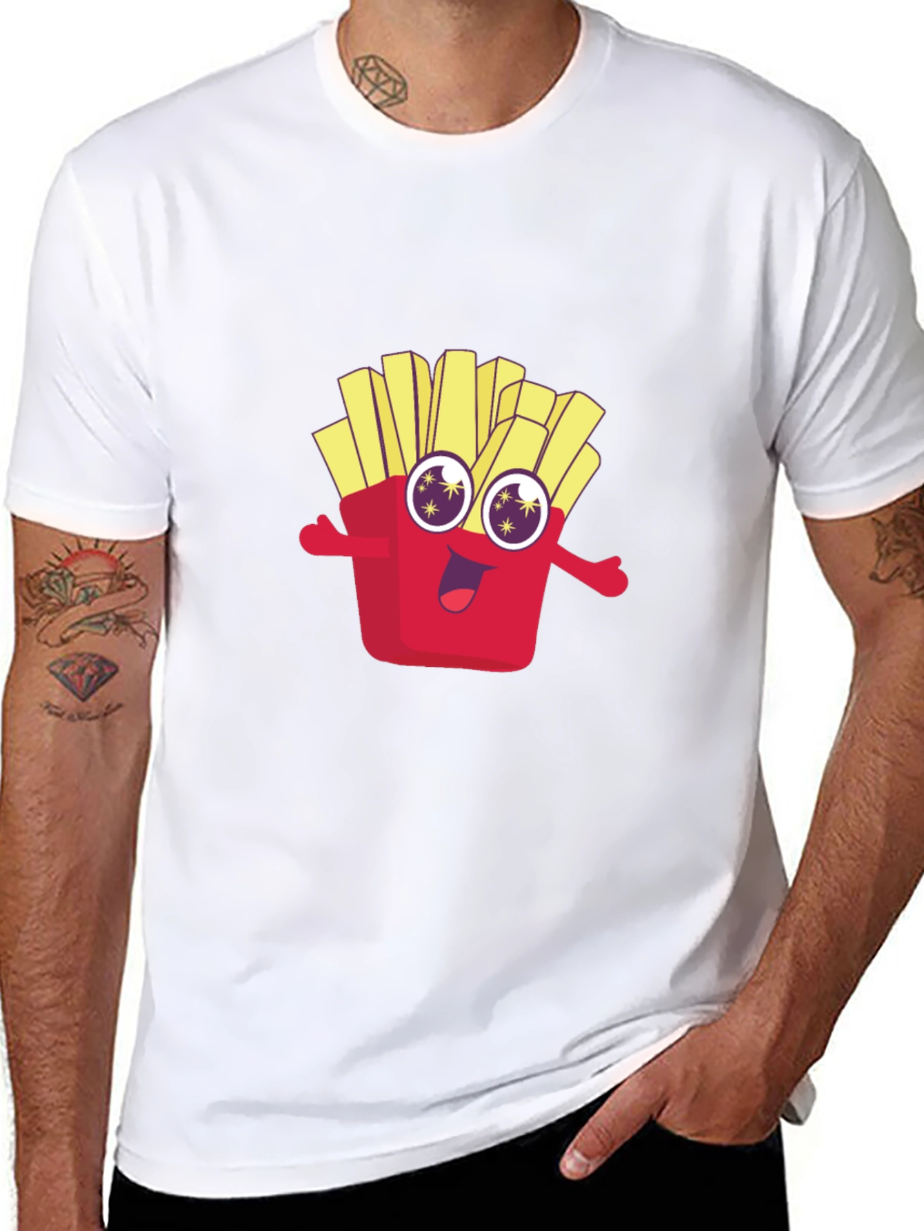 Funny Fries Graphic Tee - Black Cotton T-Shirt
